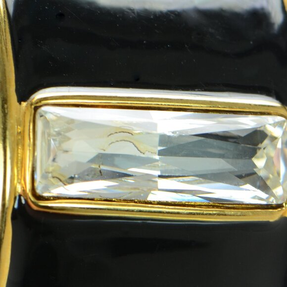 Kenneth Jay Lane KJL Black Enamel Crystal Bracelet - Picture 6 of 6